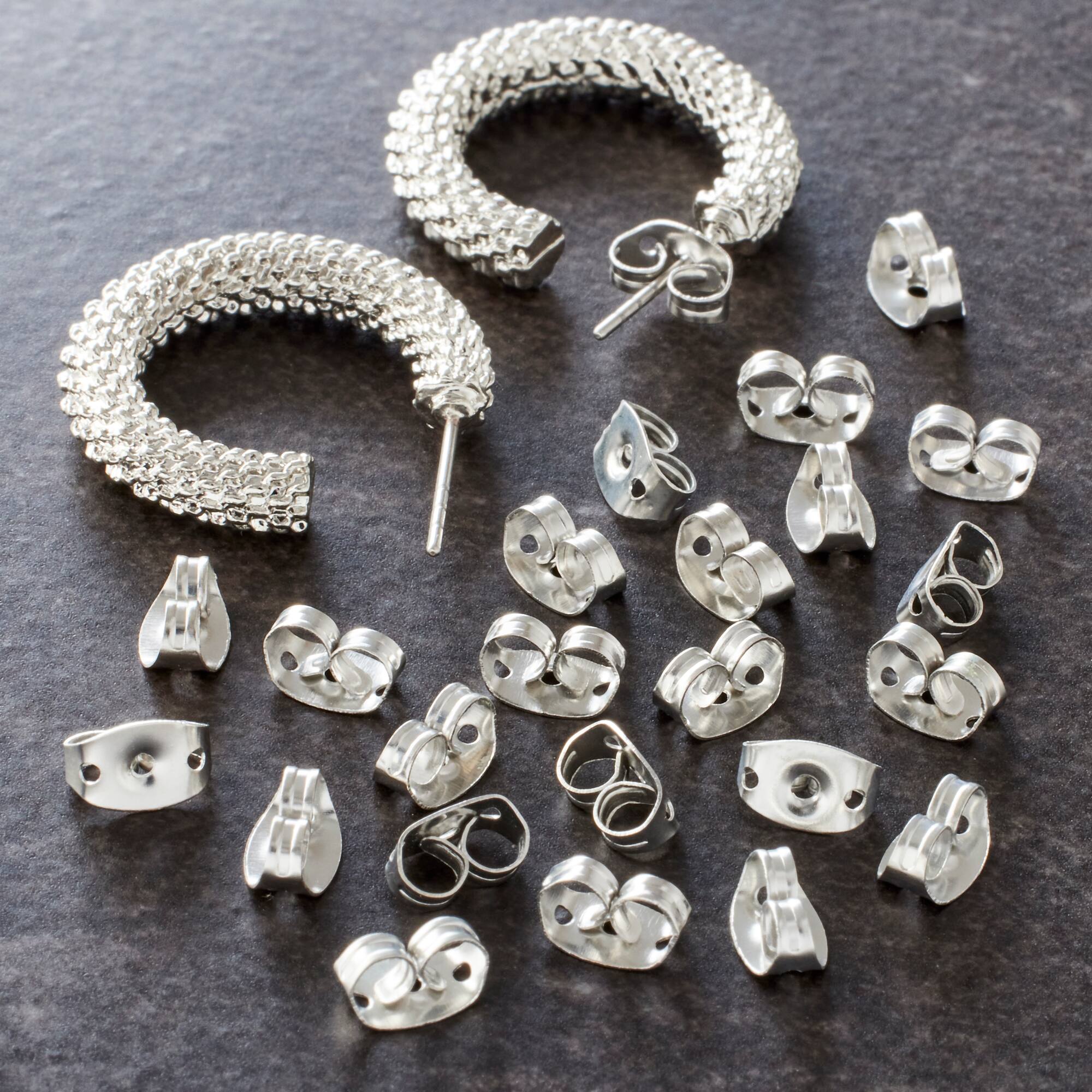 Bead Landing™ Butterfly Shape Earring Backs, Rhodium